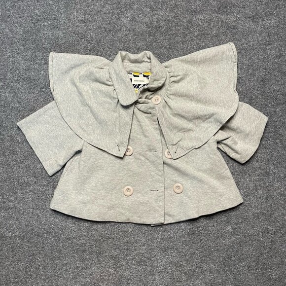 Anthropologie Jackets & Blazers - Anthropologie Bread & Butter Womens Crop Jacket Coat Gray Buttons Cape Collar 1